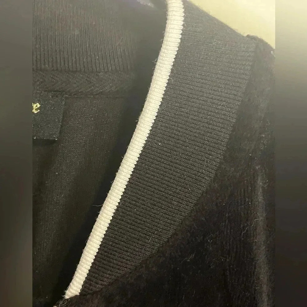 Juicy Couture Black Label Retro Y2K Black   Velour Track Jacket Size Small - Picture 5 of 10